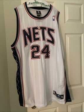 Richard Jefferson Reebok White Nets #24 Basketball Jersey with Navy and Red Trim